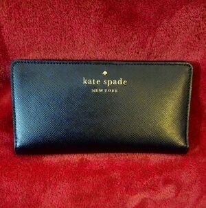 Kate Spade Black Staci Saffiano Slim Wallet